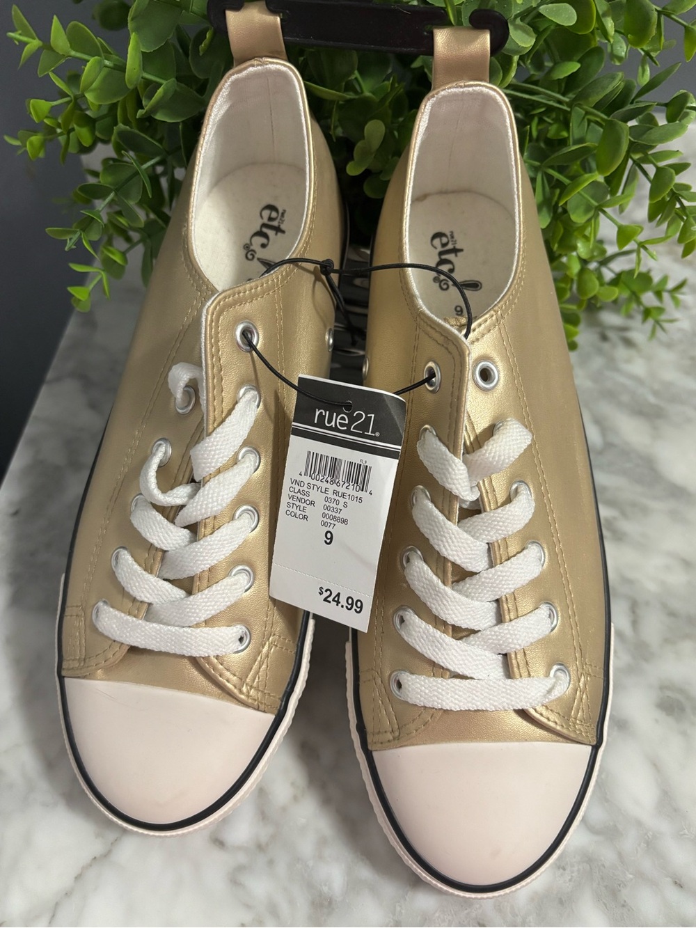 rue21 Metallic Gold Low-Top Sneakers with White Accents